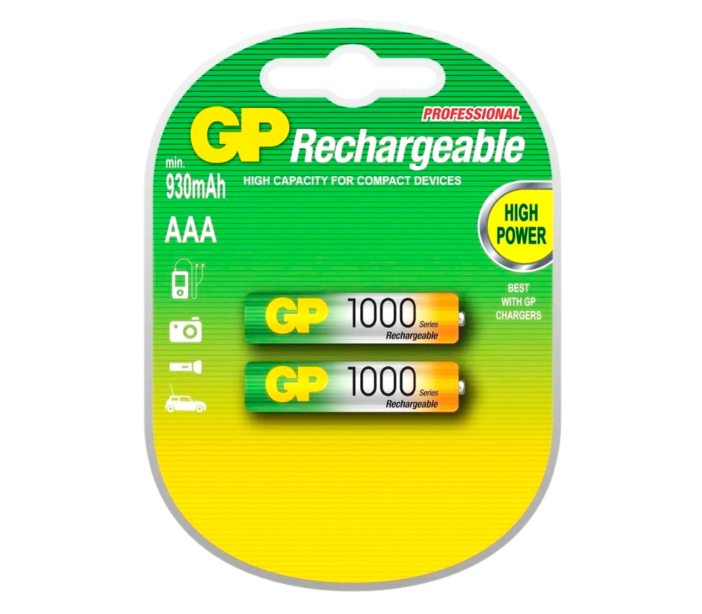 Аккумуляторы GP AAA / R03 1000mAh Ni-MH, 2 шт.
