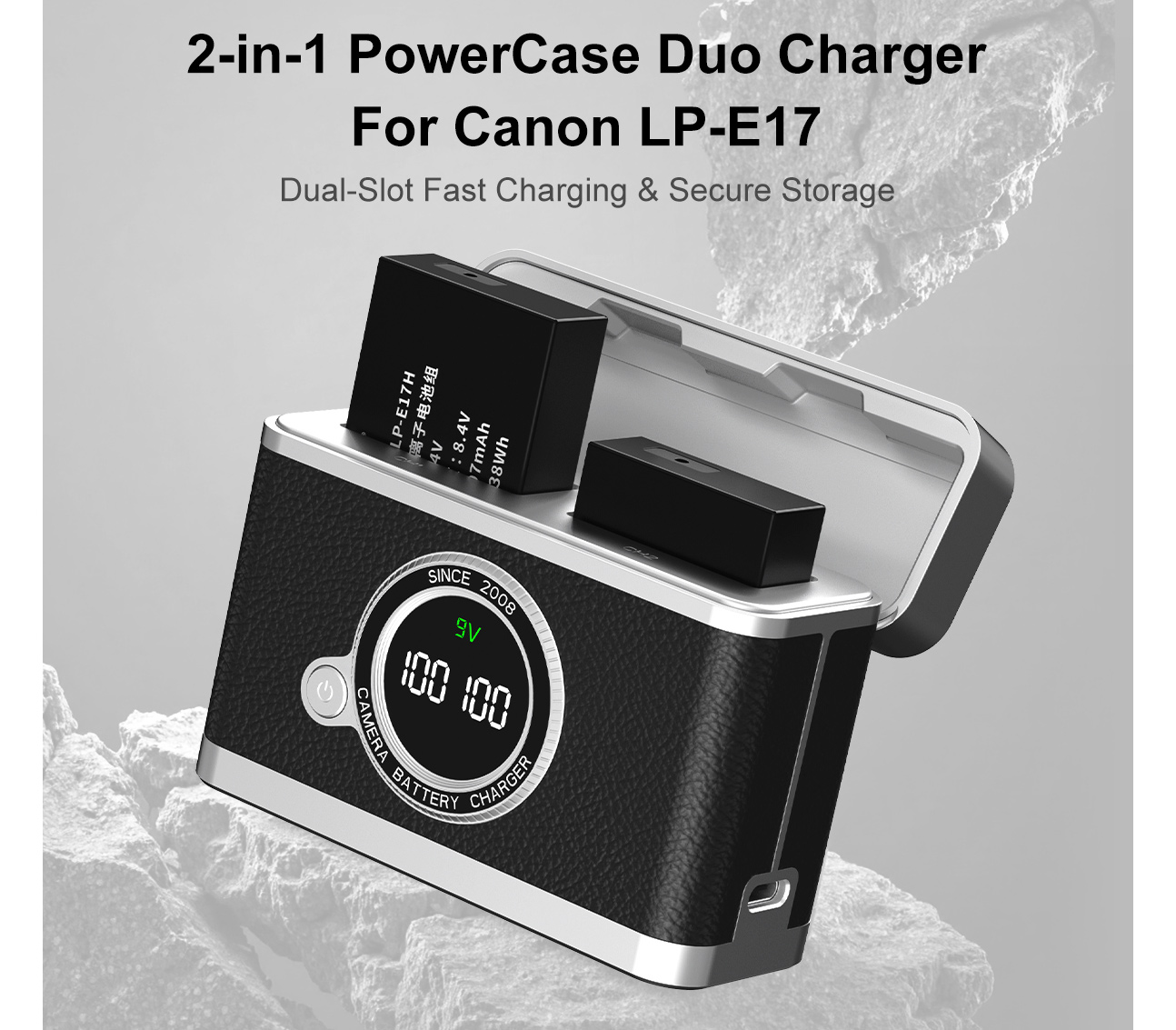 Зарядный кейс Kingma BM070-LPE17 для 2х Canon LP-E17, черный