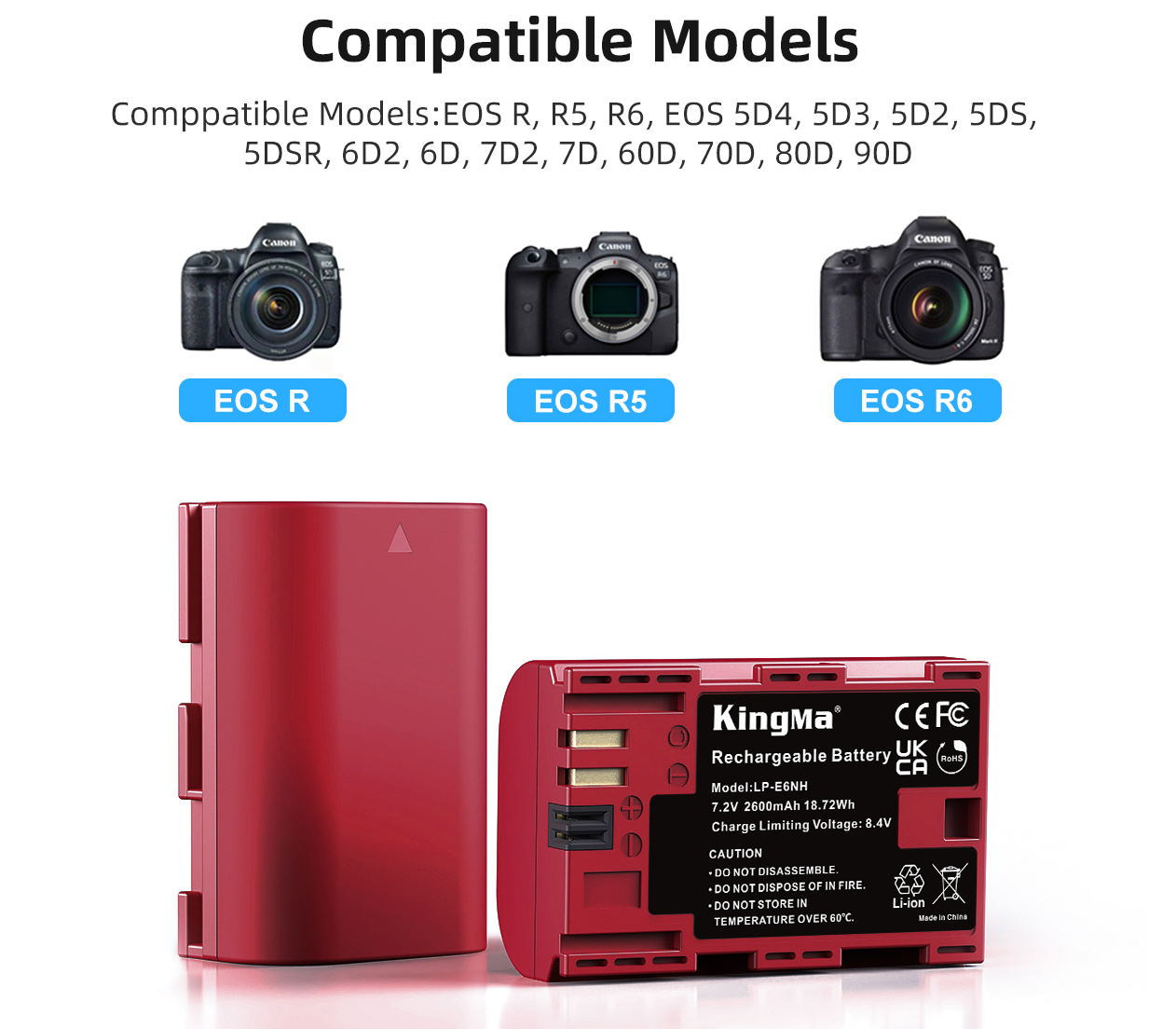 Аккумулятор Kingma LP-E6NH с защитным кейсом, 2600 мАч