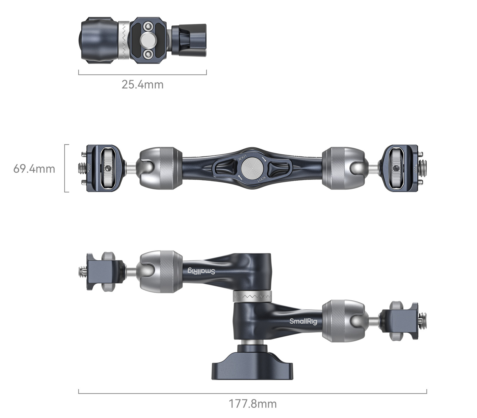 Шарнирный кронштейн SmallRig 4899 7" Rosette Magic Arm, винты ARRI 3/8", 17 см, до 3 кг