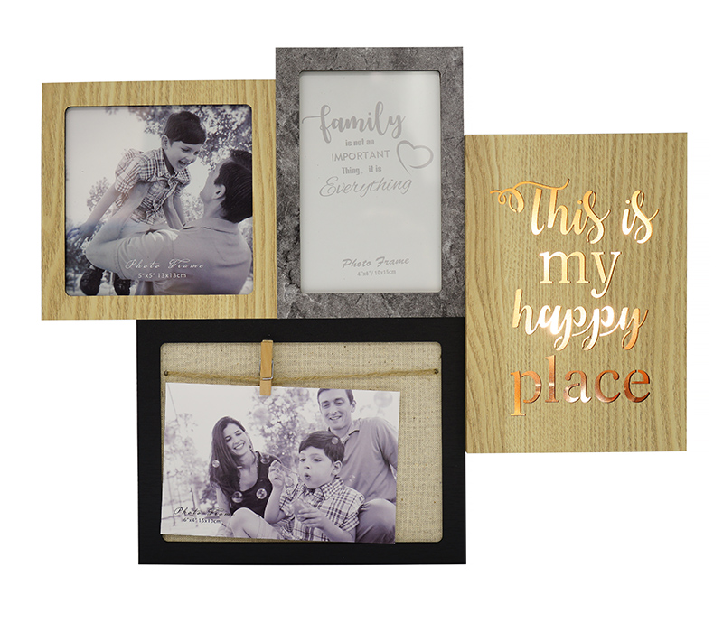 Фоторамка с подсветкой Fotografia на 3 фото: 2х 10x15 + 13х13 см, "This is my happy place" (FFL-838)