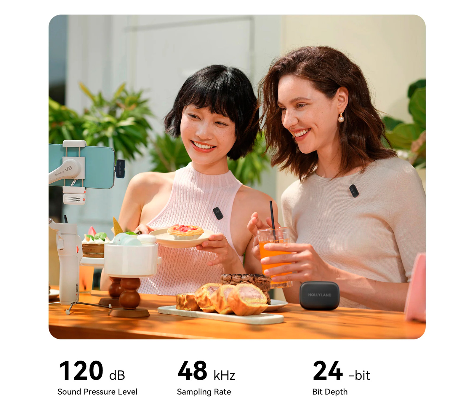 Беспроводная система Hollyland Lark A1 Combo, 2 микрофона, USB-C + Lightning, зарядный кейс, цвет Ivory White