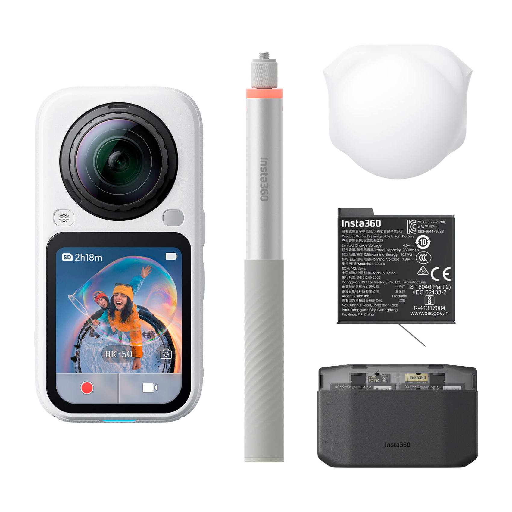 Панорамная камера Insta360 X6, 8К 360, Essential Bundle, белая