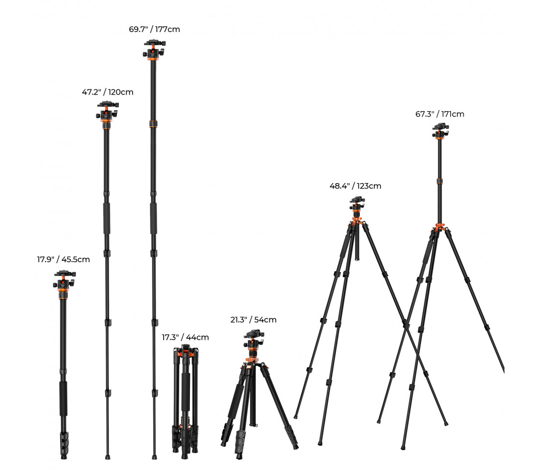 Штатив K&F Concept K254A3 с шаровой головой BH-28L
