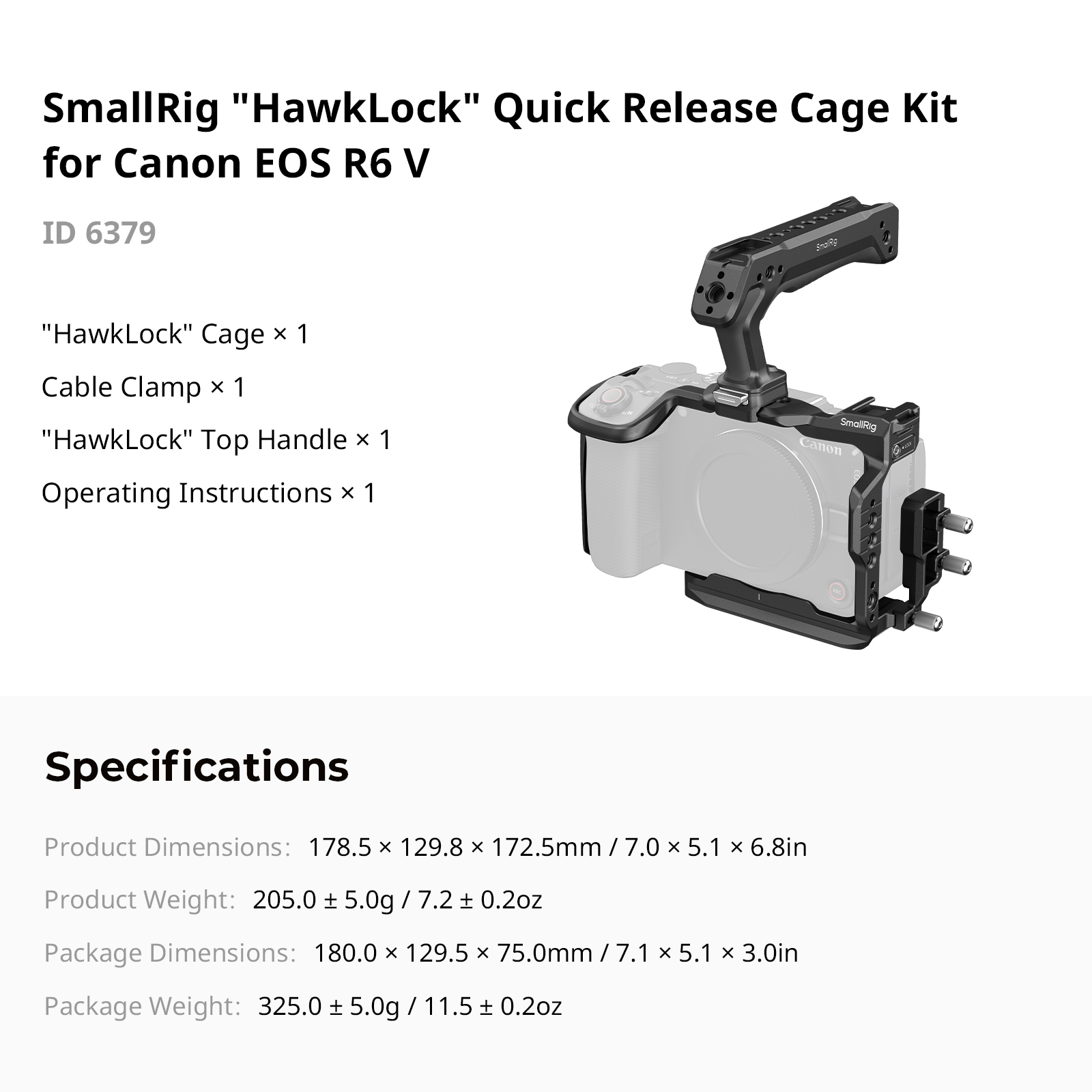 Клетка SmallRig 6379 HawkLock Top Handle Kit для Canon EOS R6 V