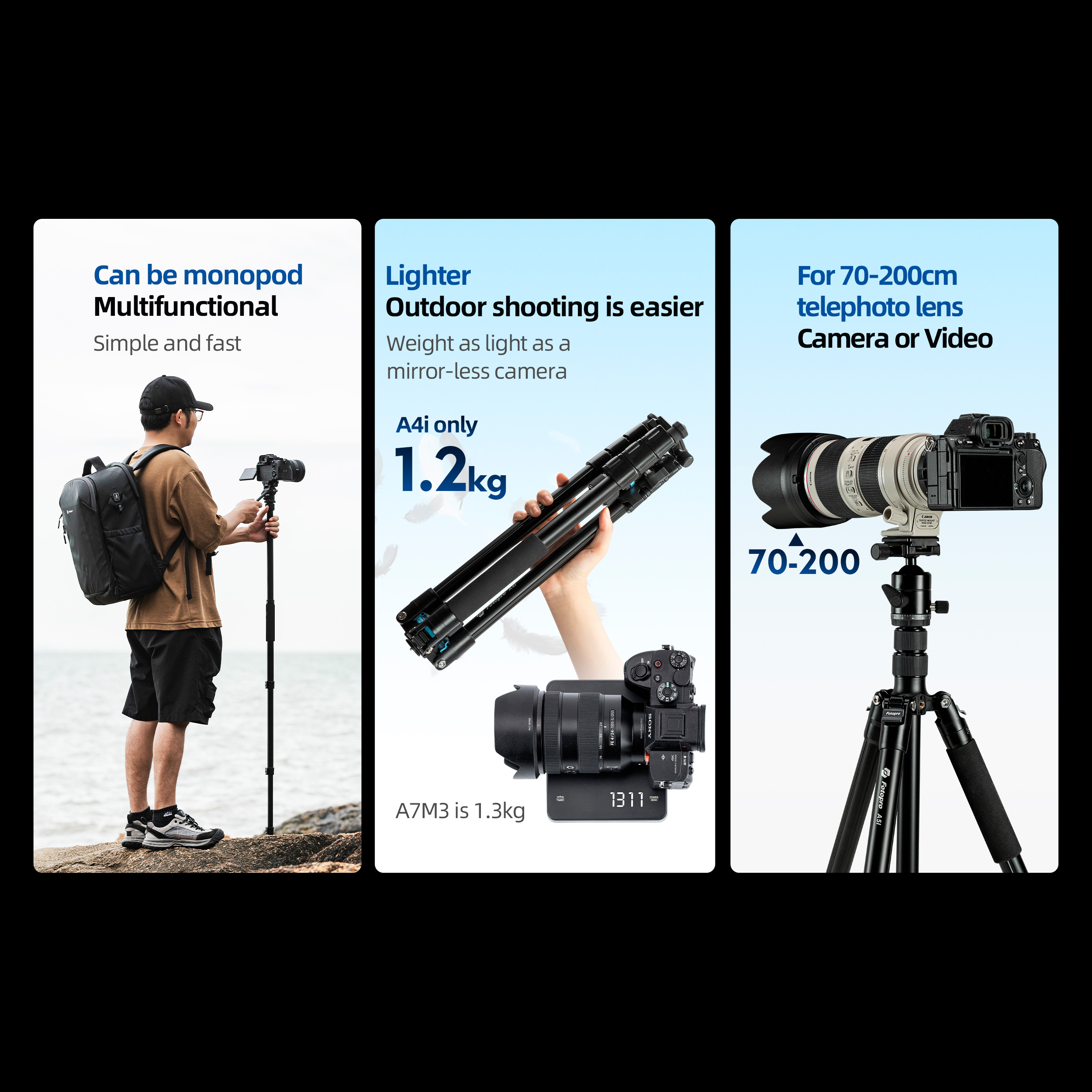 Штатив Fotopro A4i с головой 42QJ, алюминиевый