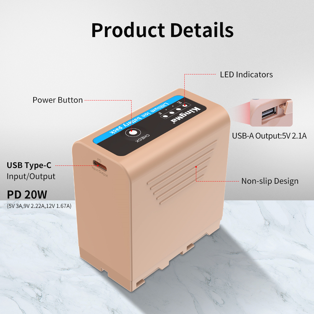 Аккумулятор Kingma NP-F970, 7800 мАч, зарядка USB-C PD 20W