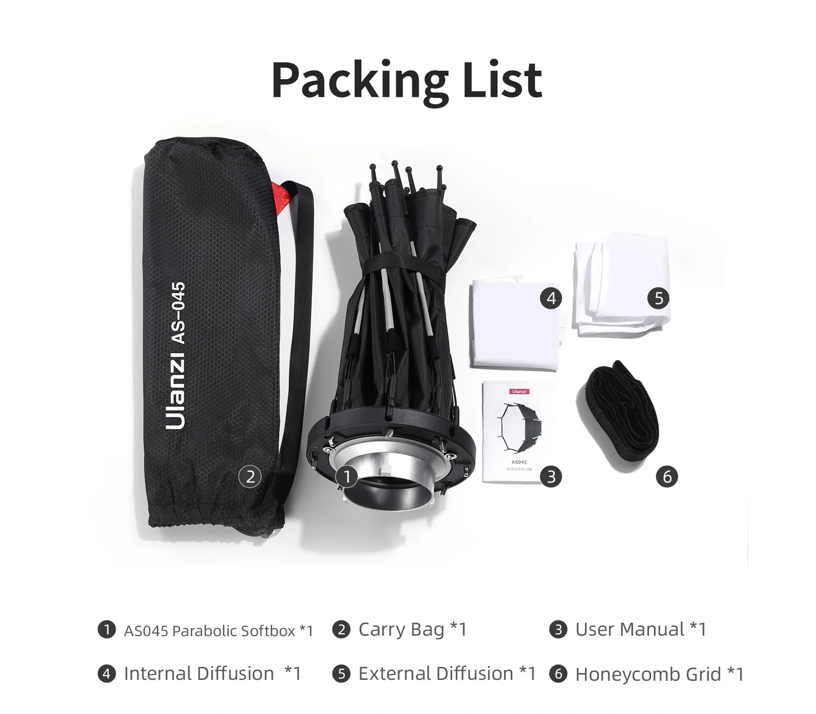 Октабокс Ulanzi AS-045 Bayonet Quick Mount, 45 см, с сотами, Bowens