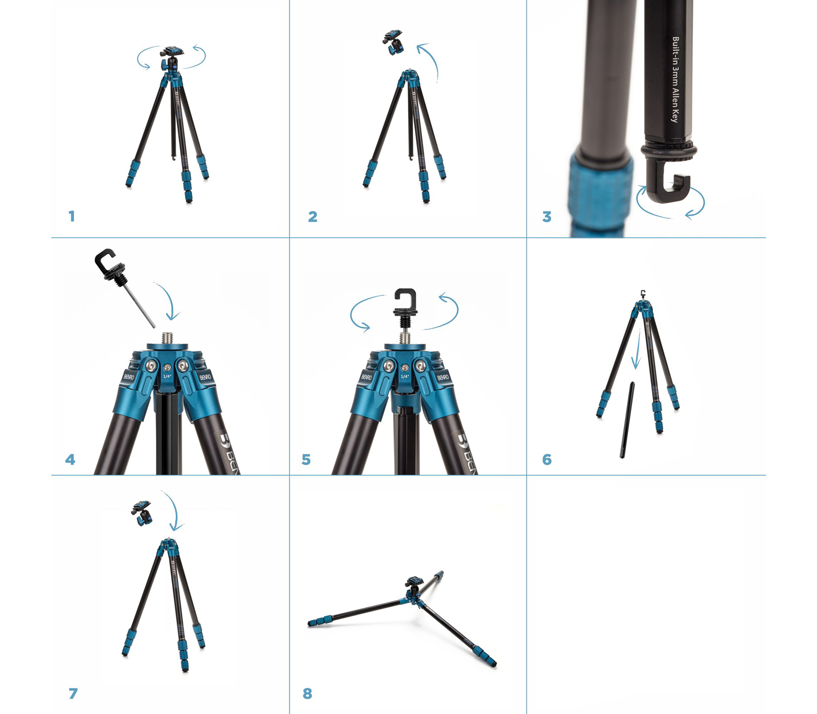 Штатив Benro TSSL08CN00P Super Slim с шаровой головой, карбоновый с цангами