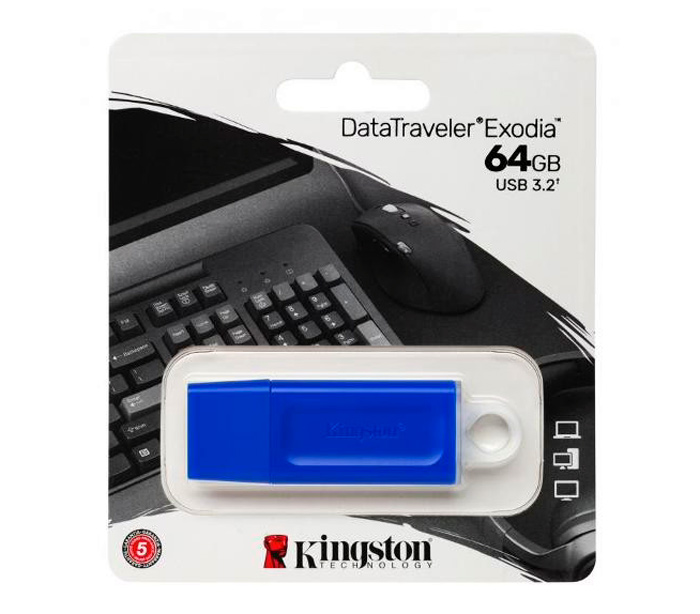 Накопитель Kingston USB3.2 Flash 64GB DataTraveler Exodia, синий