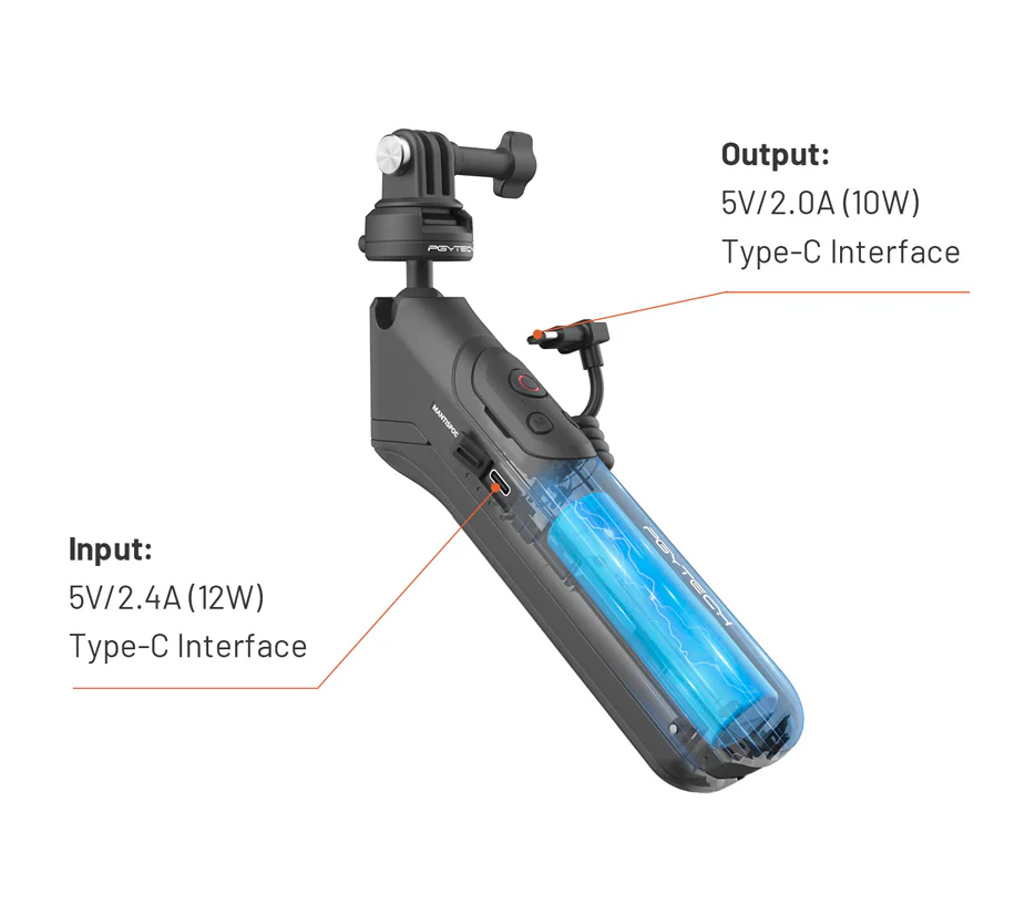 Рукоятка-штатив PGYTECH CapLock MantisPod Power Insta360 Edition, с аккумулятором 5000 mAh