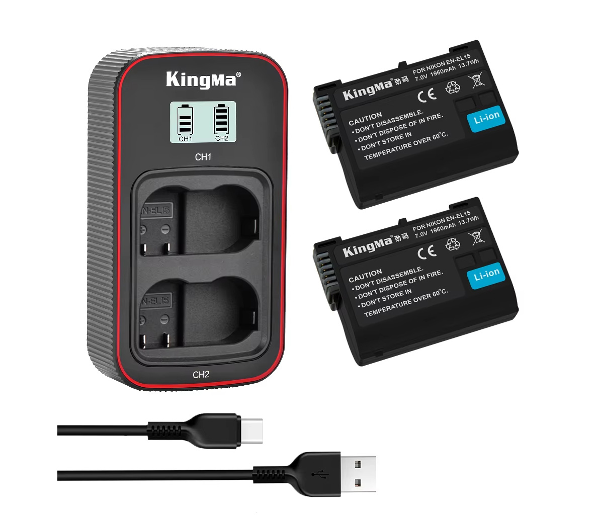 Зарядное устройство Kingma BM058 + 2 аккумулятора EN-EL15 1960 мАч