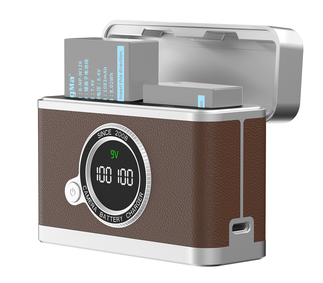 Зарядный кейс Kingma BM070-W126 для 2х Fujifilm NP-W126, коричневый