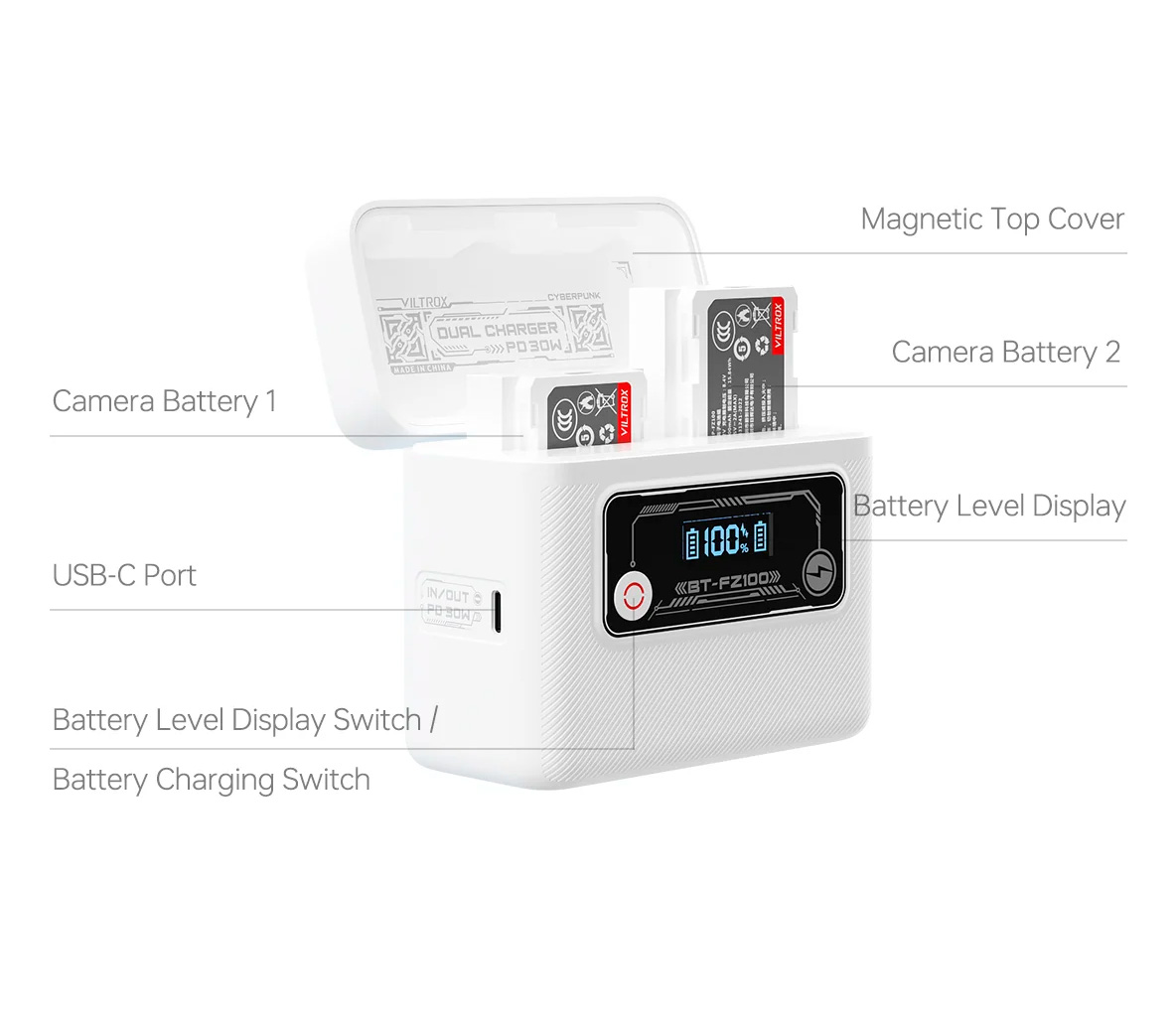 Зарядный кейс Viltrox BT-W235, 5500 мАч, для 2х NP-W235