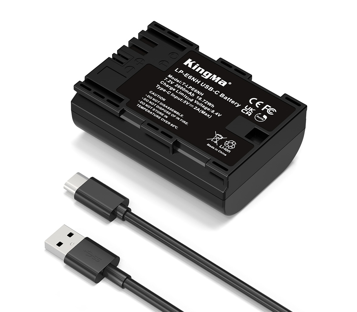 Аккумулятор Kingma LP-E6NH с портом зарядки USB-C, 2600 мАч