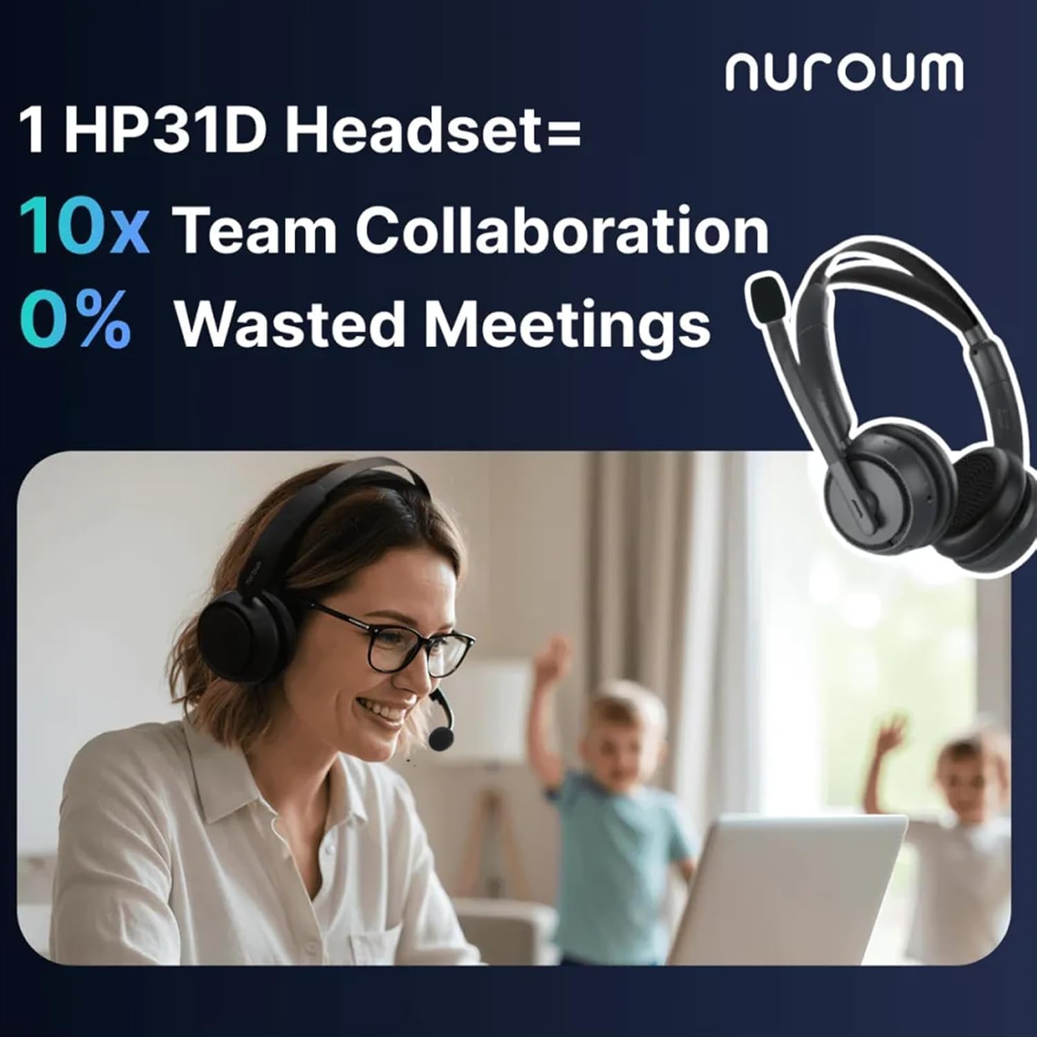 Беспроводная гарнитура Nearity Nuroum HP31D Wireless Business Headset, Bluetooth 5.4, стерео