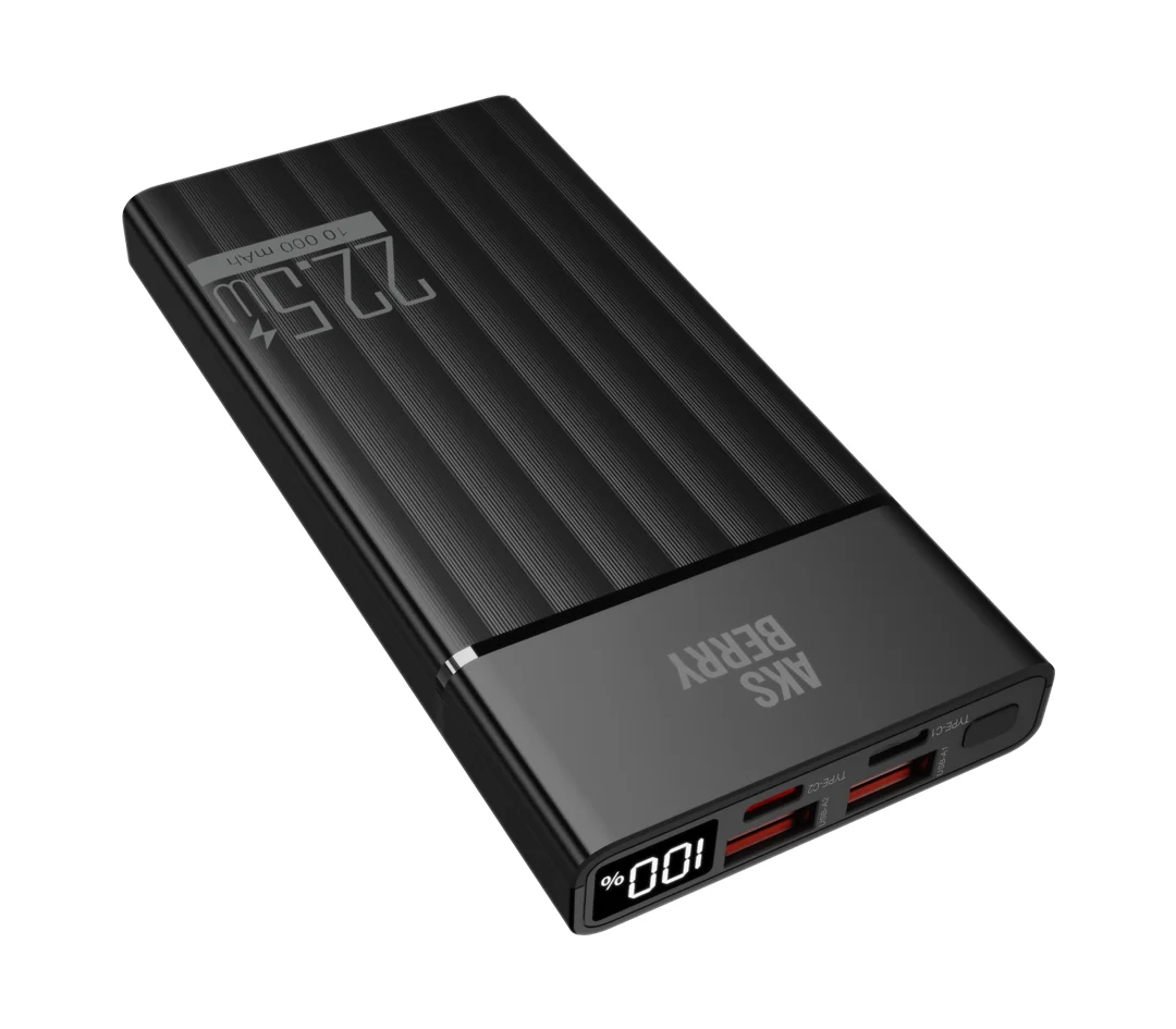 Внешний аккумулятор Aksberry E102 Riffles, 22.5 Вт, 10 000 мАч, черный