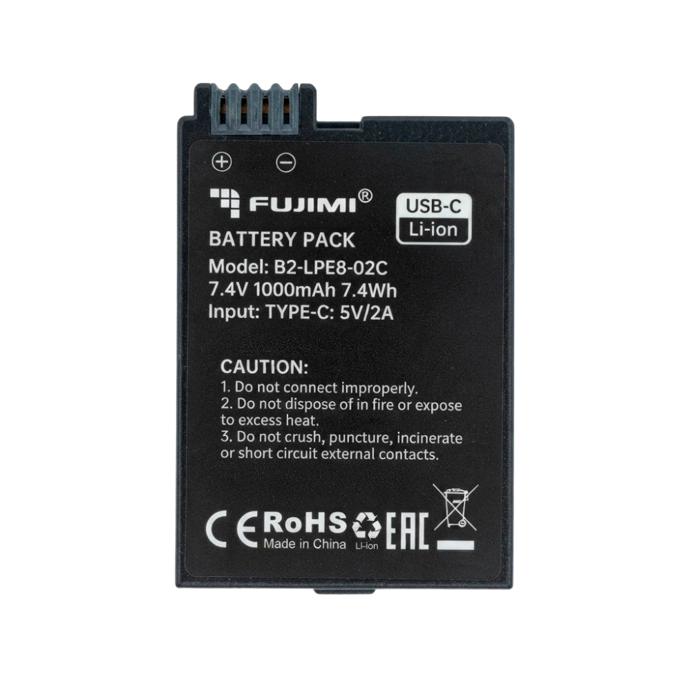 Аккумулятор Fujimi FBTLP-E8, с разъемом USB-C, 1000 мАч