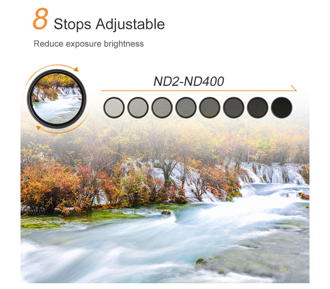 Светофильтр K&F Concept KV32 Slim Variable Fader NDX, ND2-ND400, 52 мм