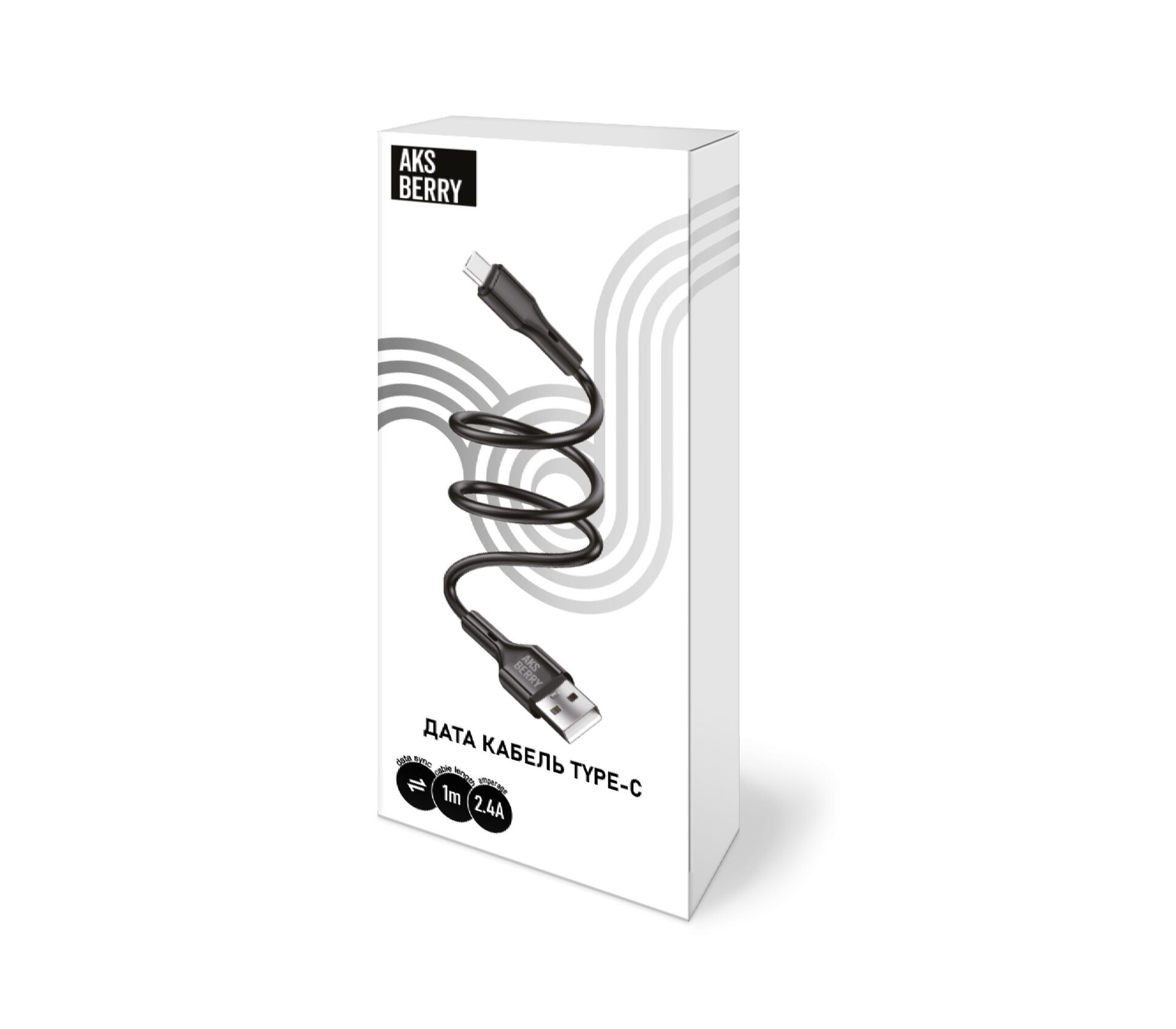 Кабель Aksberry X155, USB-A - USB-C, 1 м, черный