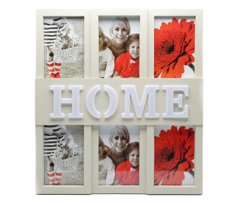 Мультирамка Fotografia 6 фото 10х15 см, с подсветкой, кремовая