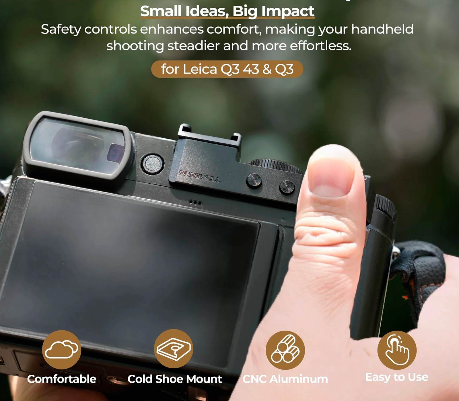 Упор для большого пальца Freewell Thumb Grip для Leica Q3 и Q3 43, с башмаком