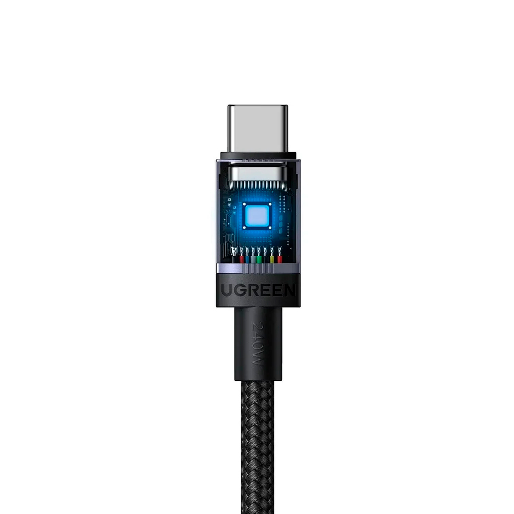 Кабель Ugreen L532, USB-C - USB-C, 240 Вт, 1 м, серый