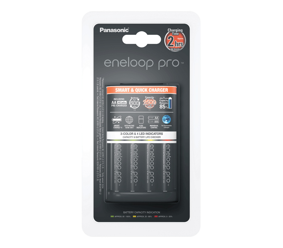 Зарядное устройство Panasonic Eneloop Smart & Quick + 4х АА 2500 мАч (K-KJ55HCD40E)