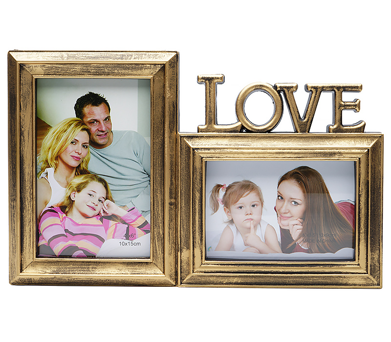 Мультирамка Fotografia Love 2 фото (10x15 см + 13x9 см), золотая