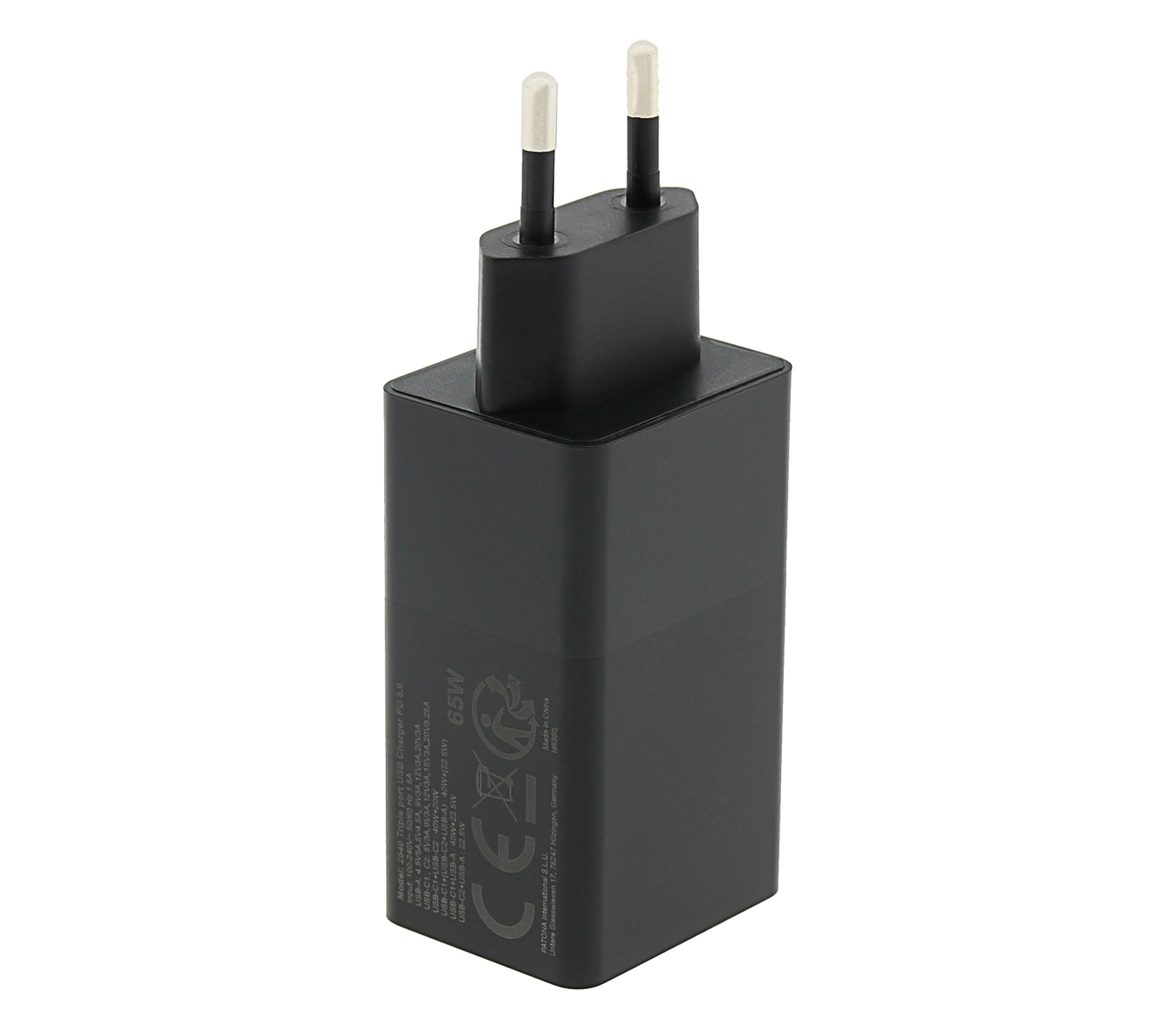 Зарядное устройство Patona 2640 Premium GAN, PD, USB-A + USB-C, 65 Вт, черное