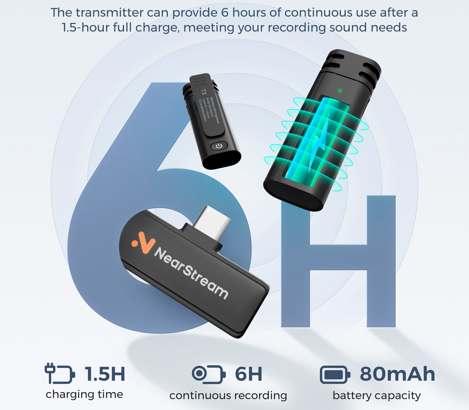 Беспроводная система Nearity NearStream AWM10T-P: 2 микрофона, приемник USB-C + адаптер Lightning