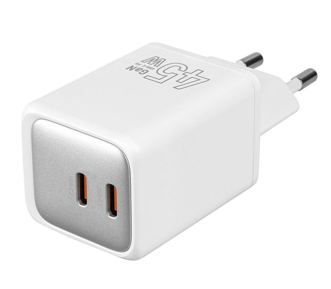 Зарядное устройство TFN GAN C+C Dual 45 Вт, белое