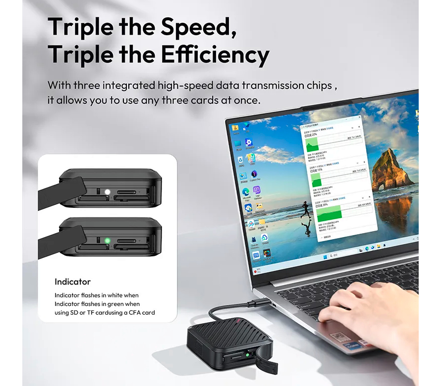 Карт-ридер Ulanzi CRC10 для SD, MicroSD, CFexpress A + кейс на 10 карт памяти