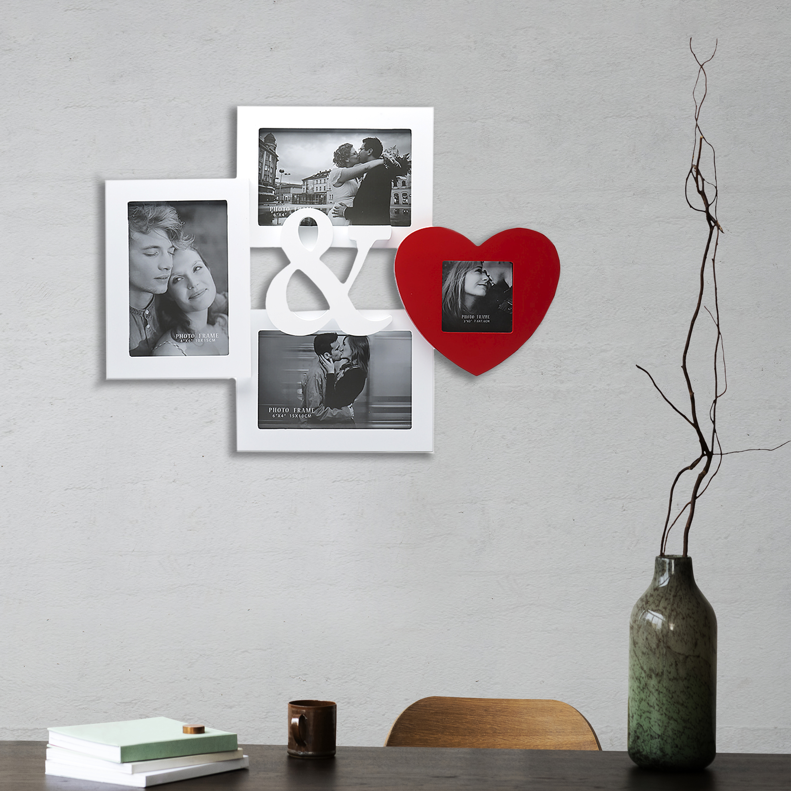 Мультирамка Fotografia MDF 4 фото Романтика (3х 10х15 см + 1х 7.5x7.5 см)