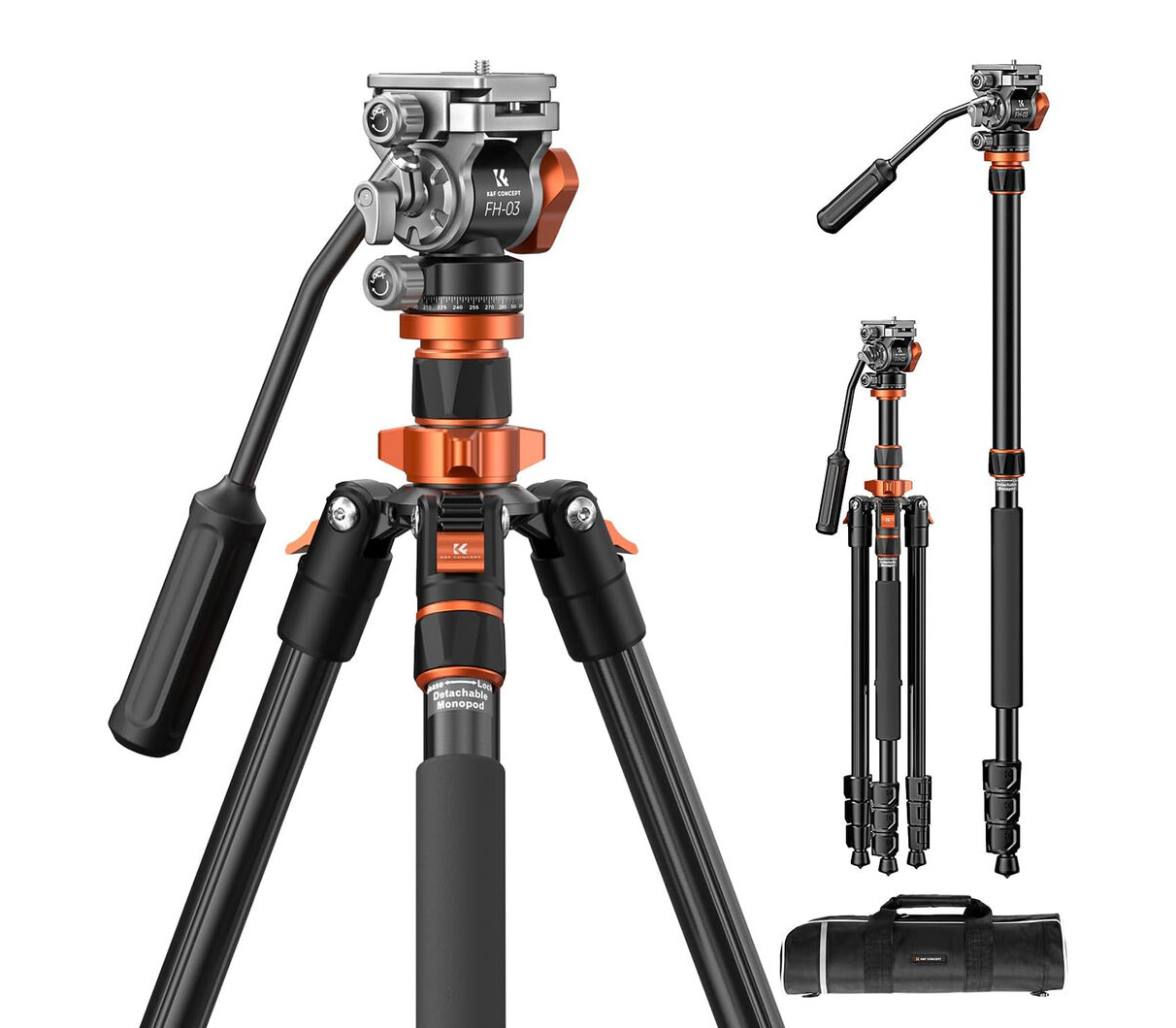 Штатив K&F Concept K234A7 с видеоголовой FH-03