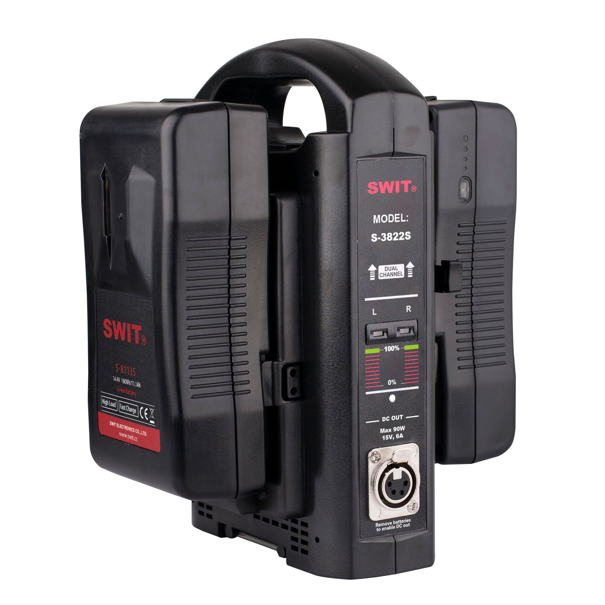 Зарядное устройство SWIT S-3822S для аккумуляторов V-Mount, 2-канальное, 3А