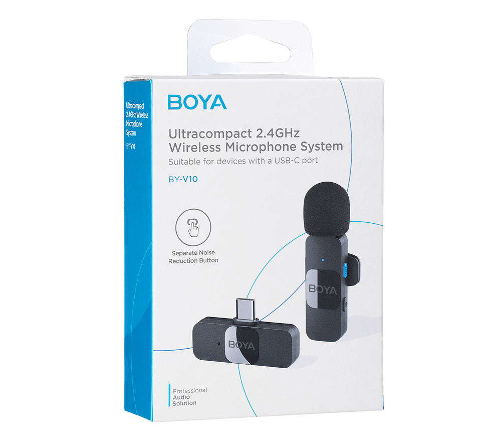 Беспроводная система Boya BY-V10, 2.4 ГГц, TX+RX, USB-C