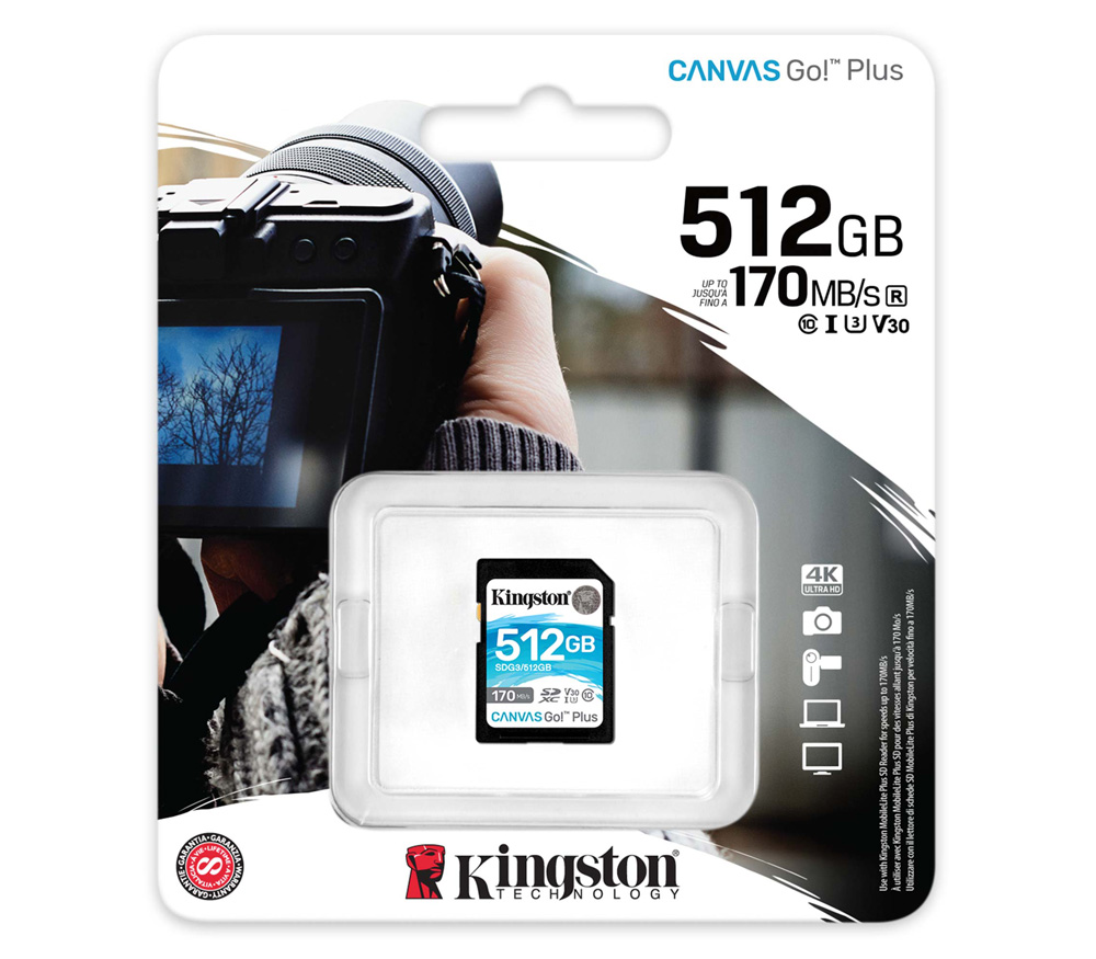 Карта памяти Kingston SDXC 512GB Canvas Go Plus UHS-I Class U3 V30 90/170Mb/s (уцененный)
