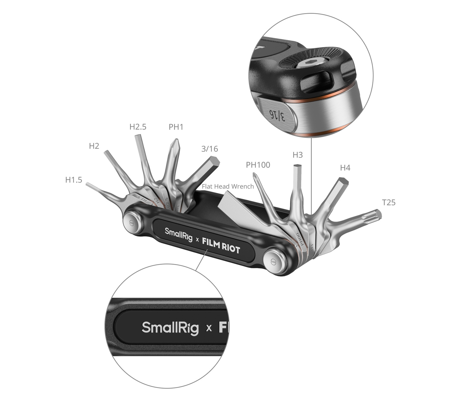 Мультитул SmallRig x Film Riot 4375 10-in-1 Folding Wrench Set, черный