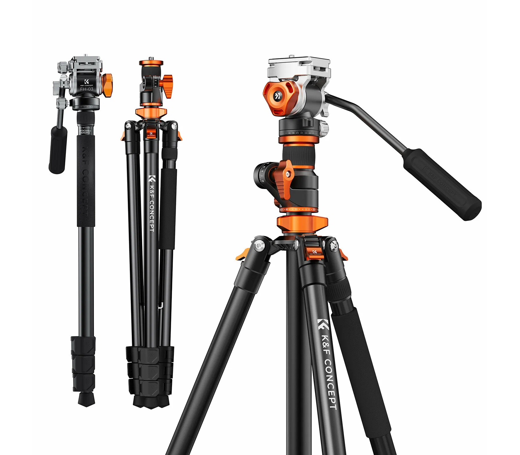 Штатив K&F Concept K254A7 с видеоголовой FH-03