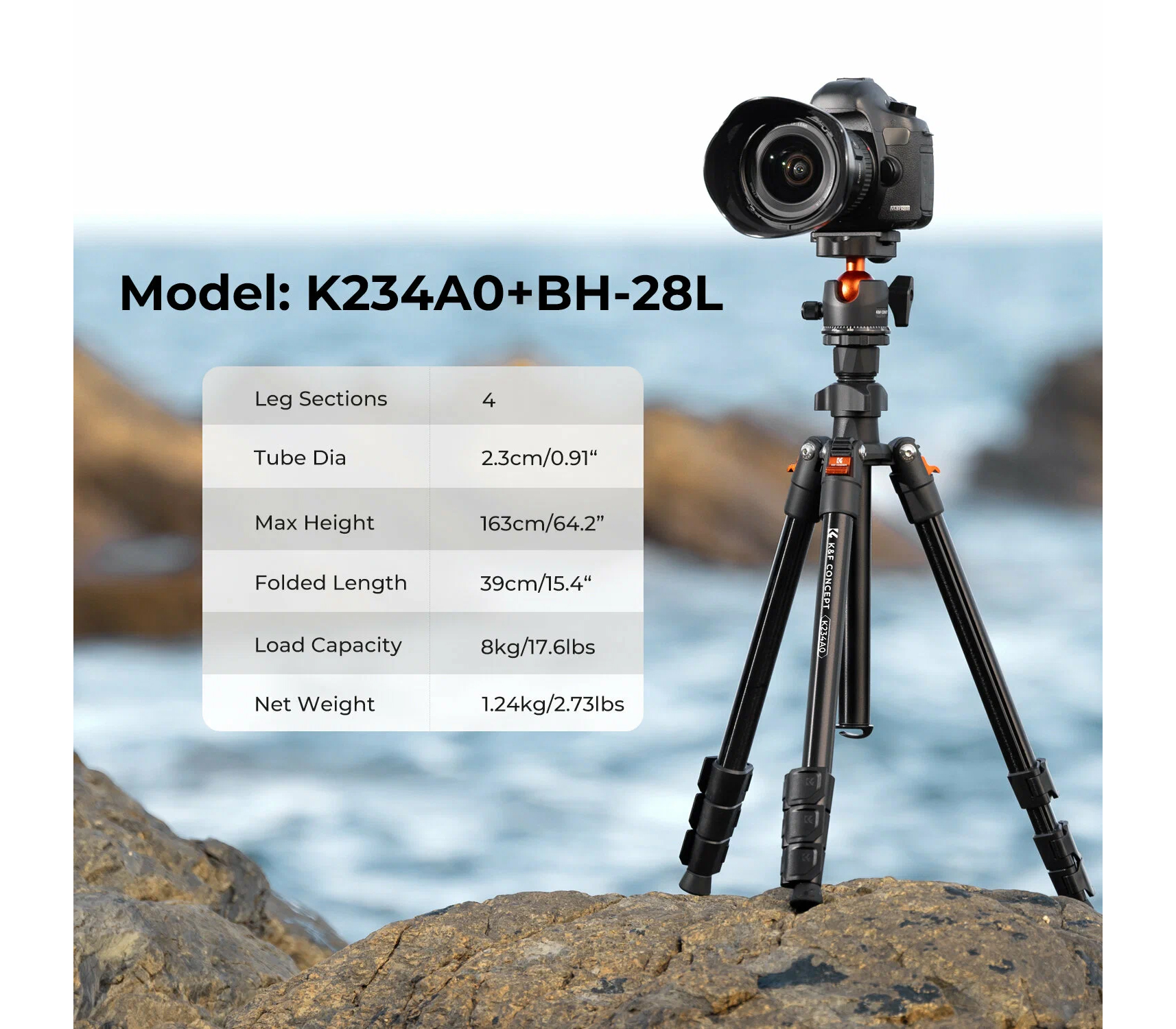 Штатив K&F Concept K234A0 с шаровой головой BH-28L