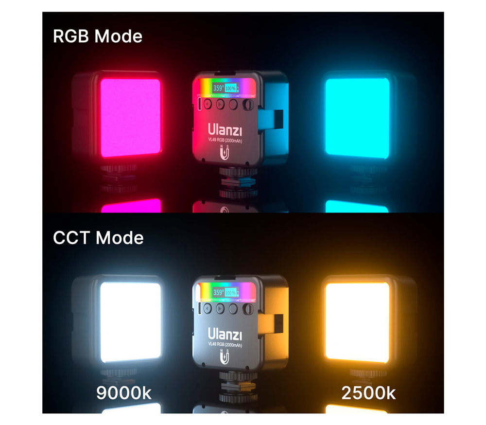 Осветитель Ulanzi VL49 RGB Fill Light V2, 6 Вт, 2500-9000К, светодиодный