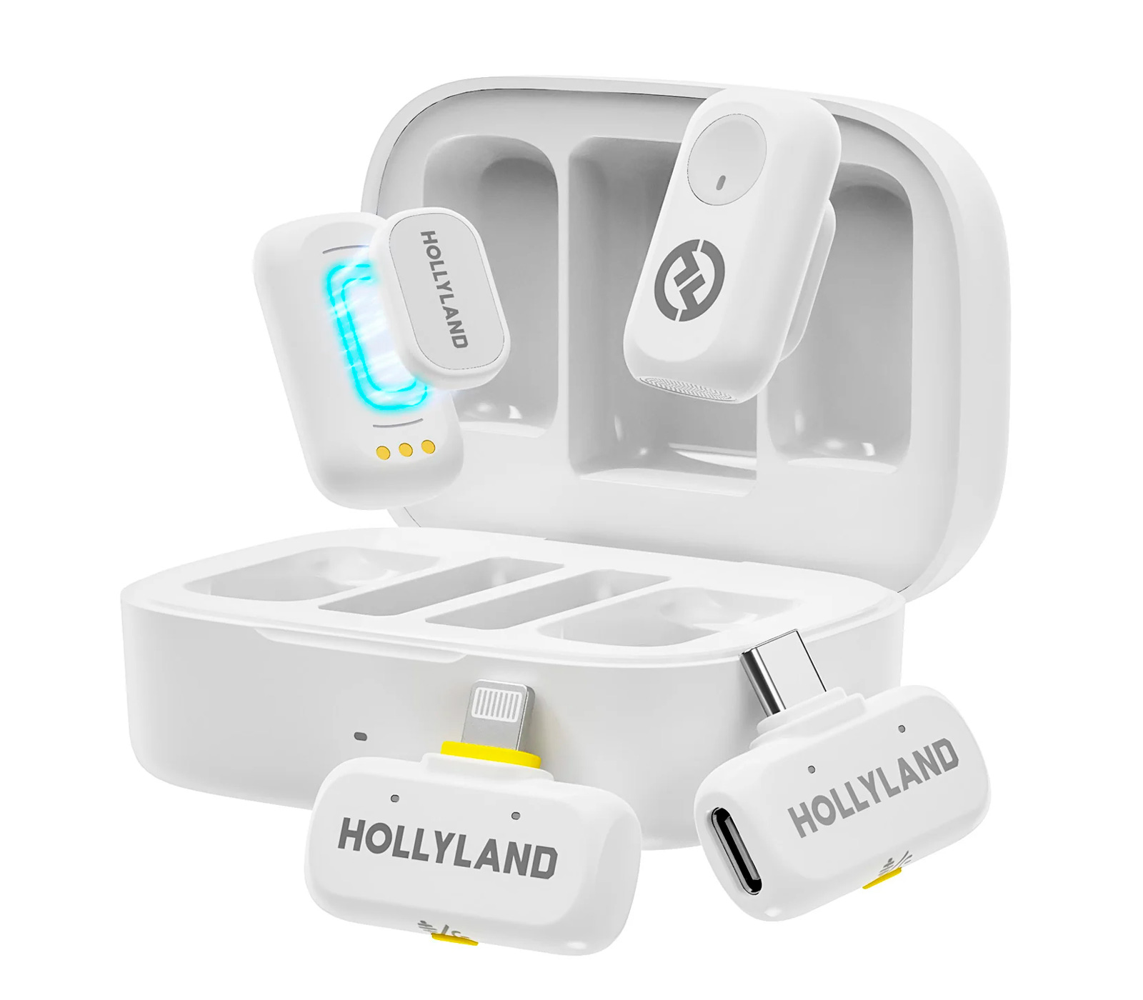 Беспроводная система Hollyland Lark A1 Combo, 2 микрофона, USB-C + Lightning, зарядный кейс, цвет Ivory White