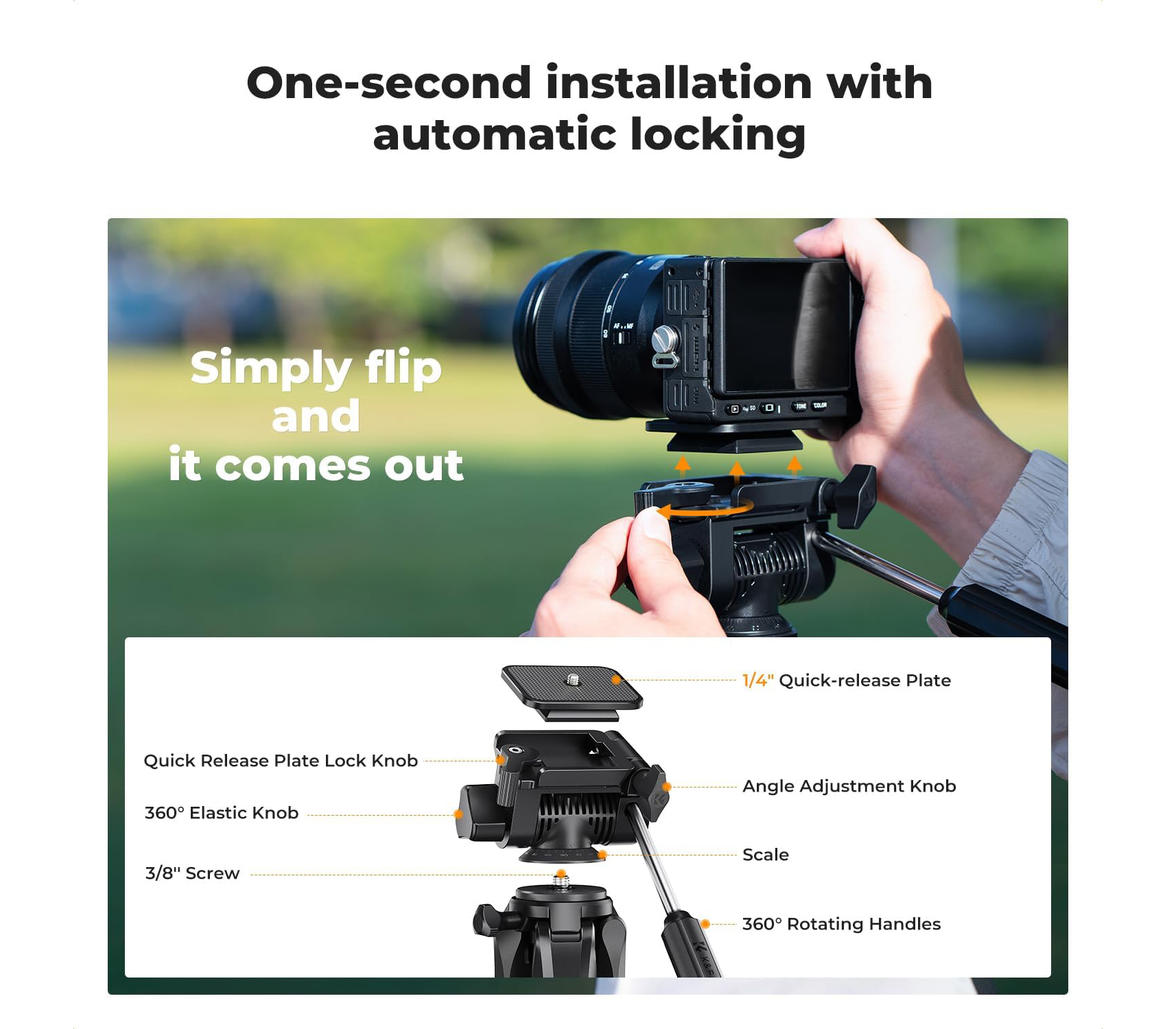 Штатив K&F Concept S254A3 с 2D головой BV01