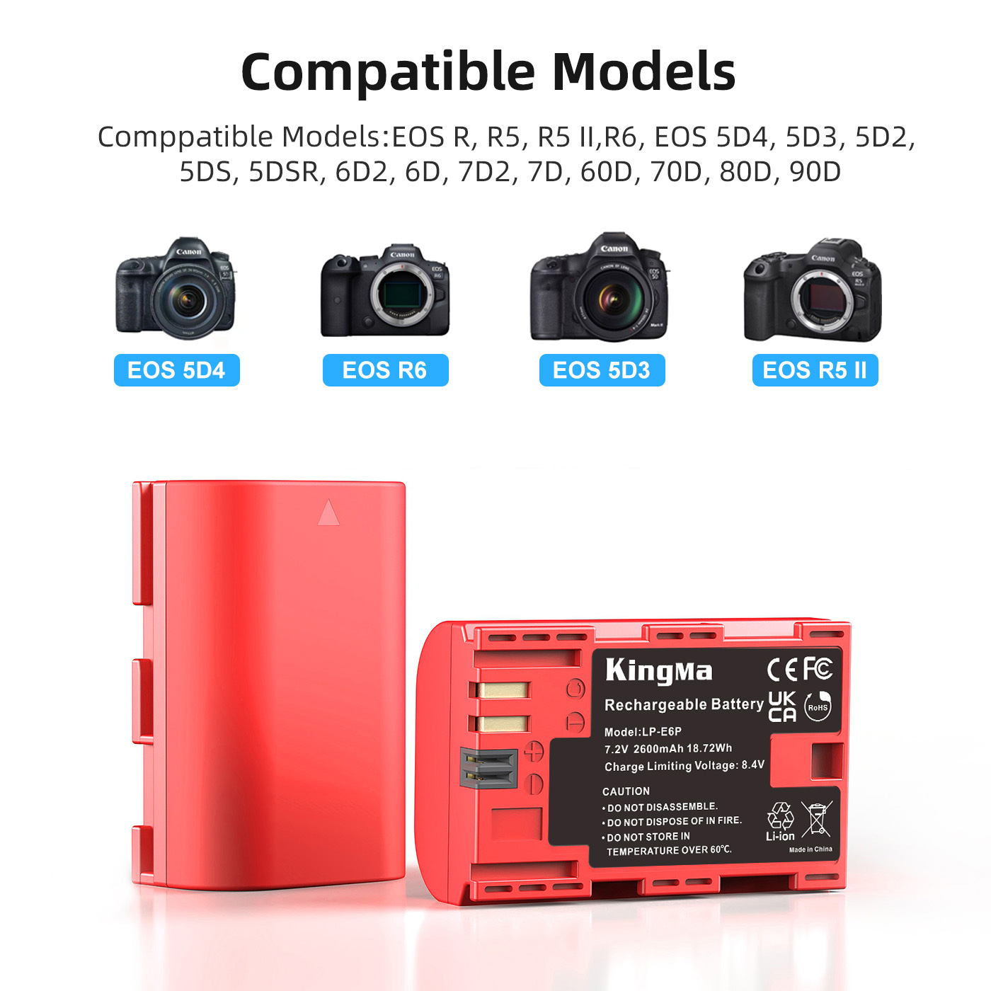 Аккумулятор Kingma LP-E6P 2600mAh с защитным кейсом