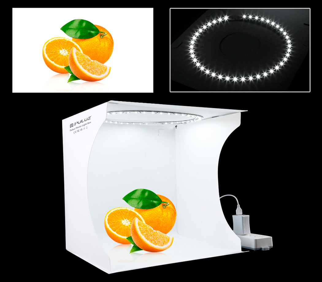 Фотобокс Puluz PU5030 31 см, с кольцевой подсветкой и 6 фонами (уцененный)