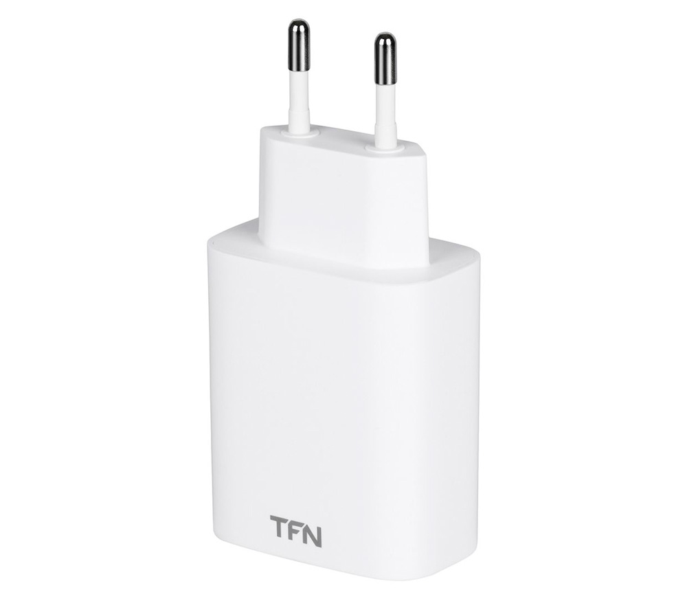 Сетевое устройство TFN USB-C, 20 Вт + кабель USB-C / Lightning MFI, белый