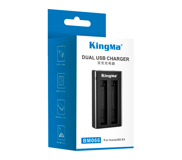 Зарядное устройство Kingma BM066, USB, для 2х аккумуляторов Insta360 One X4