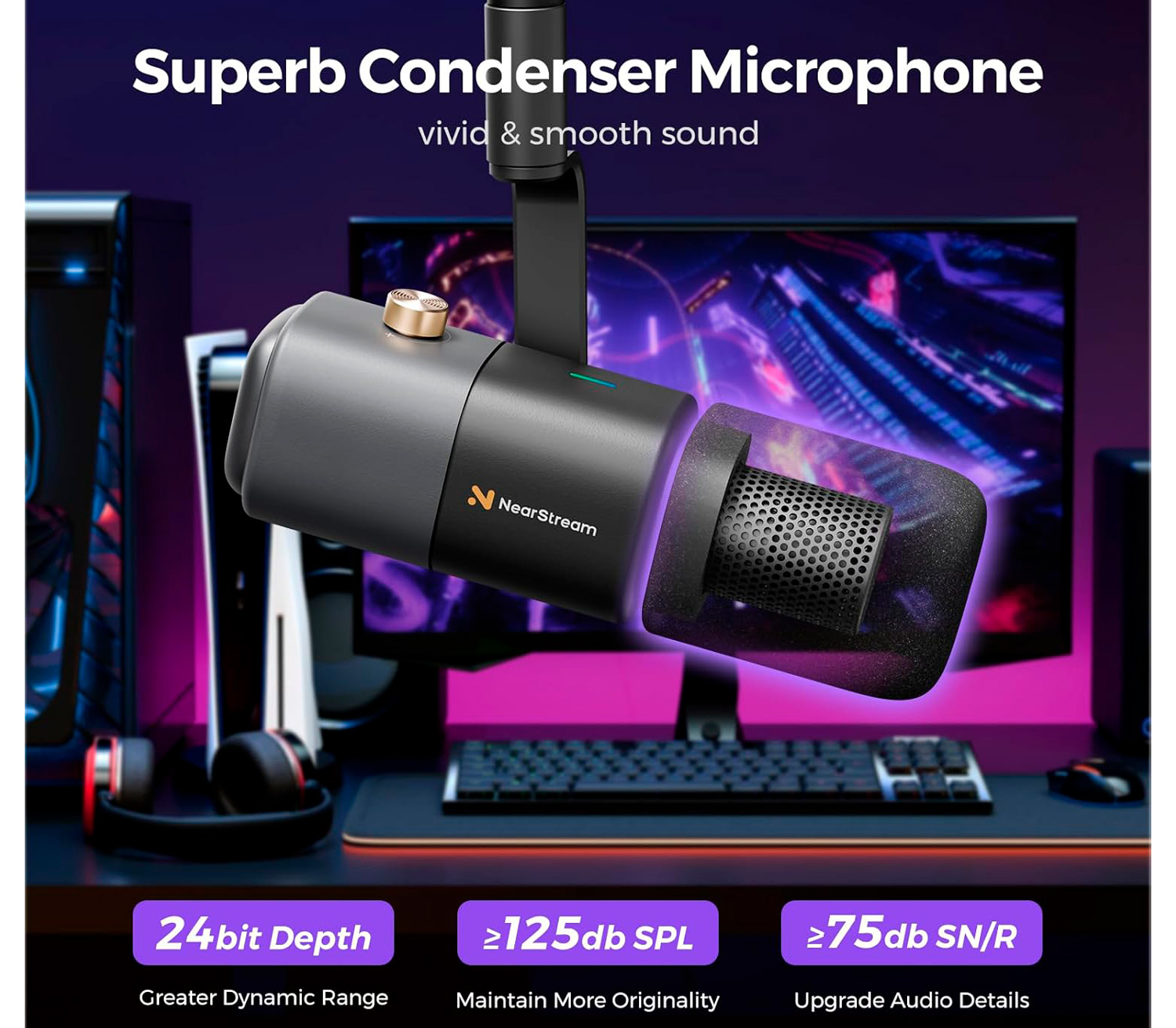 Микрофон Nearity NearStream AM20X, настольный, USB-C / XLR, с пантографом