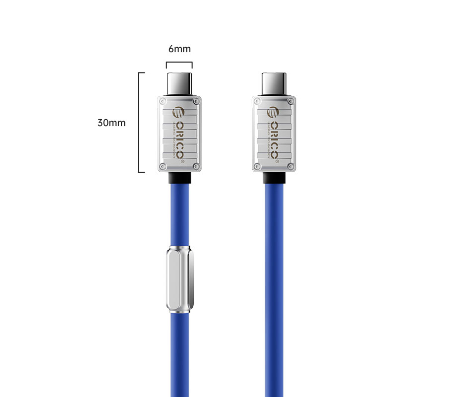 Кабель Orico 240B1-40-10-BL-BP, USB 4.0, Type C, 40 Гбит/с, PD, 240 Вт, 1 м, синий